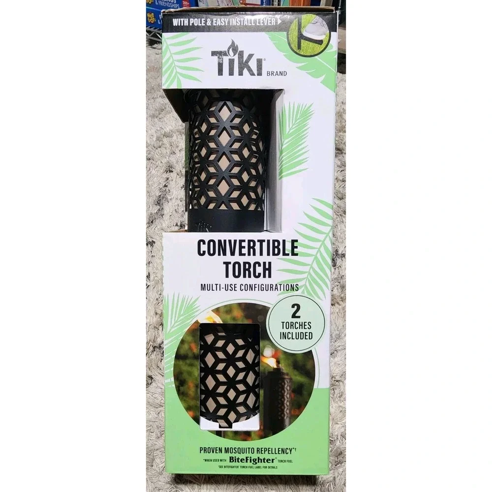 Tiki 1123061 Merry Metal Garden Torch, Adjustable Height to 65 In.,‎ 2-Pk. -